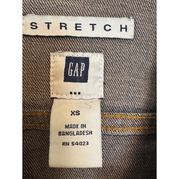 Gap Denim Stretch Jacket Women XS Dark Wash Blue Casual Button Front - Picture 3 of 5